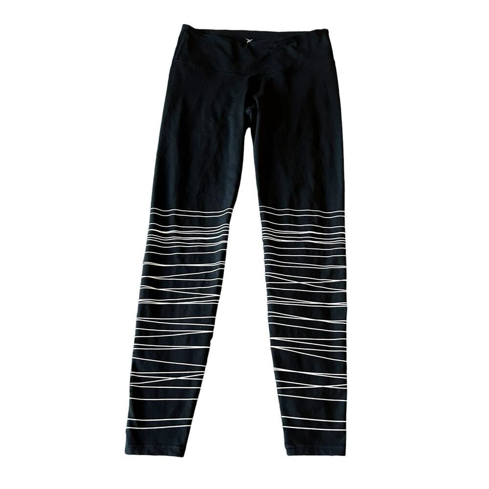 Old Navy Active Go-Dry Black & White Striped Leggings Womens Size M